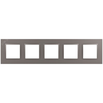 Рамка для розеток и выключателей Elegance 14-5015-16 на 5 постов, Classic, титан