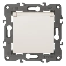 14-2103-02 ЭРА Розетка 2P+E Schuko со шторками с крышкой, 16A-250В, IP20, Эра Elegance, сл.кость (10