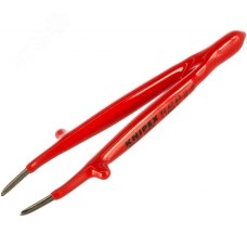 Пинцет VDE 1000V захватный прецизионный захватные плоскости с зубцами пружинная сталь хромированный L-145 мм