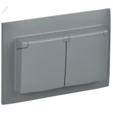 SKANDY Розетка 2-местная и крышкой 16А в сборе IP44 SK-R12Gr серый IEK