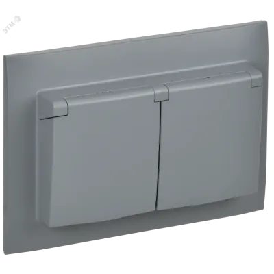SKANDY Розетка 2-местная и крышкой 16А в сборе IP44 SK-R12Gr серый IEK