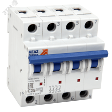 Выключатель автоматический четырехполюсный 25А B 6кА AC OptiDin BM63-4B25-ОМ4-РЕГ