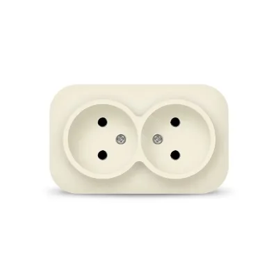 Розетка двухместная серия IONICH, б/з, о/у, 16А, 220В, слоновая кость (ivory)