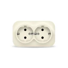 Розетка двухместная серия IONICH, с/з, о/у, 16А, 220В, слоновая кость (ivory)