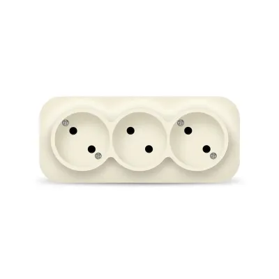 Розетка трехместная серия IONICH, б/з, о/у, 16А, 220В, слоновая кость (ivory)