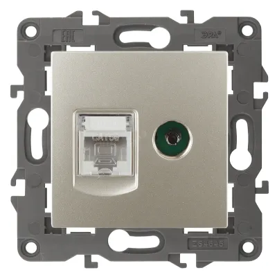 14-3110-04 ЭРА Розетка RJ45+TV, IP20, шампань (10/100/3200)