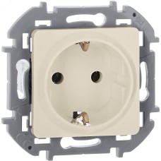 Розетка 1-местная с заземлением с защитными шторками 16А слоновая кость INSPIRIA