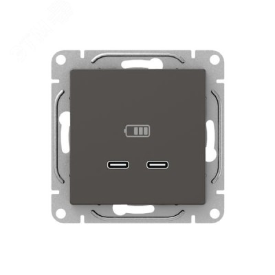 Механизм розетки USB-C - 2шт  мокко Эпика EKF