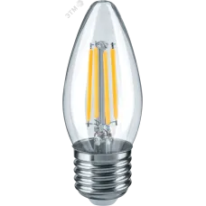 Лампа светодиодная LED 6вт Е27 белый свеча FILAMENT