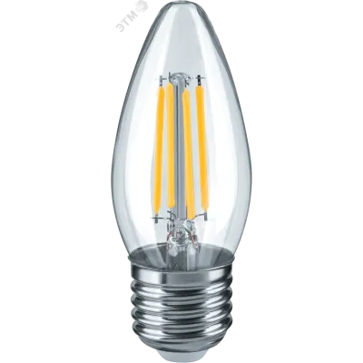 Лампа светодиодная LED 6вт Е27 белый свеча FILAMENT