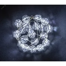 Гирлянда светодиодная новогодняя NGF-DM001-20СW-2AA белые снежинки