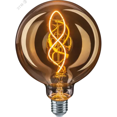 Лампа светодиодная LED 4вт E27 теплый G125 ретро FILAMENT