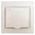 Розетка Intro Plano 1-203-02 с заземлением 2P+E Schuko с крышкой, 16А-250В, IP20, СУ, слоновая кость