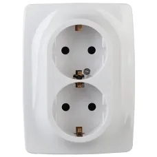 12-2106-01 ЭРА Розетка 2X2P+E Schuko, 16A-250В, IP20, Эра12, белый (10/100/1600)