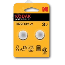 Батарейки Kodak CR2032-2BL MAX Lithium (60/240/43200)