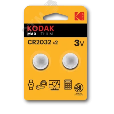Батарейки Kodak CR2032-2BL MAX Lithium (60/240/43200)