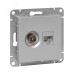 Механизм розетки TV+RJ45 (cat5) алюминий Эпика EKF