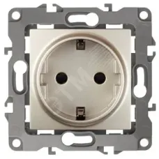 12-2101-04 ЭРА Розетка 2P+E Schuko, 16A-250В, IP20, Эра12, шампань (10/100/2800)