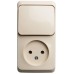 ЭТЮД Блок открытой установки Розетка без заземления + Выключатель одноклавишный бежевый ЭТЮД Блок открытой установки Розетка без заземления + Выключатель одноклавишный бежевый