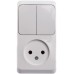 ЭТЮД блок открытой установки Розетка без заземления + Выключатель 2-клавиш., белый