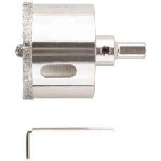 Коронка кольцевая по керамограниту, камню и кафелю алмазная с центровочным сверлом 55х70 мм