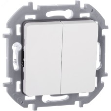 Выключатель 2-клавишный 10АХ безвинтовое крепление белый INSPIRIA