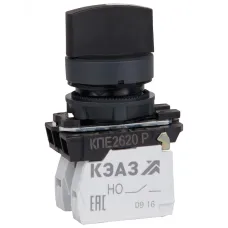 Переключатель КПЕ1610Р-черный-1но+0нз-ручка-фикс-2поз-IP65