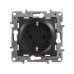 Розетка 1-местная с заземлением без защитных шторок 16А антрацит ETIKA