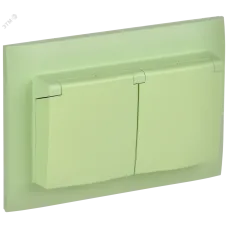 SKANDY Розетка 2-местная и крышкой 16А в сборе IP44 SK-R12G мятный IEK