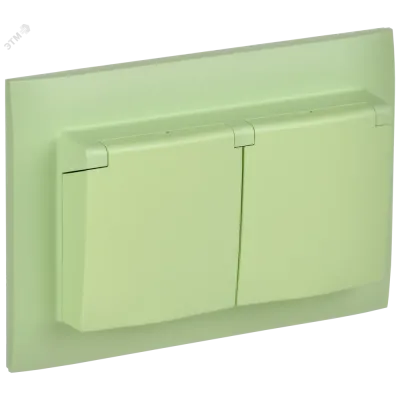 SKANDY Розетка 2-местная и крышкой 16А в сборе IP44 SK-R12G мятный IEK