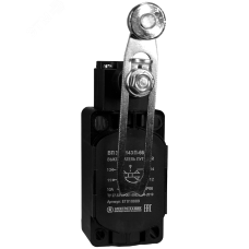 Выключатель путевой ВП 36-2143 П-66 У2, рычаг со стальным роликом, регулируемый по длине, 1з+1р, безынерционный, 30х60 мм, без сальника, 3А, IP66