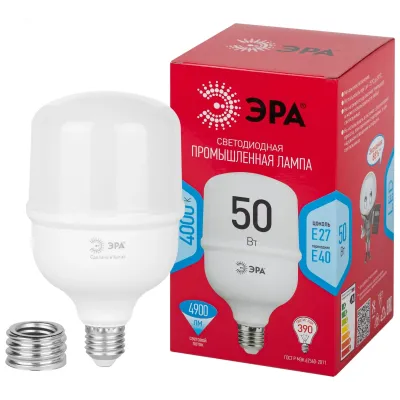 Лампа светодиодная ЭРА RED LINE LED POWER T100-50W-4000-E27/E40 R E27/E40 R 50 Вт колокол нейтральный белый свет