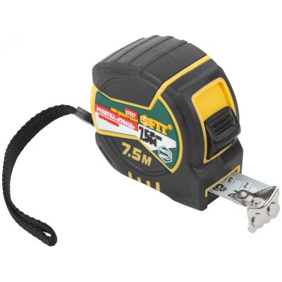 Рулетка "Гранд", калибр.лента, нейлон.покр., м    гн.крючок, двойной стопор, прорезин.корпус 7,5 м х 25 мм"