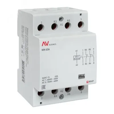 Контактор модульный КМ 63А 2NO+2NC 230VAC (3 мод.) AVERES