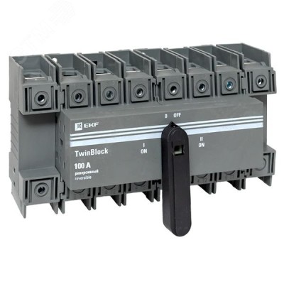Рубильник 100A 4P реверсивный c рукояткой для прямой установки TwinBlock
