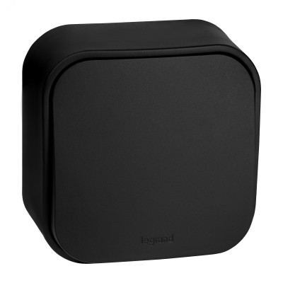 Выключатель 1-клавишный для открытой установки проходной 10А черный матовый QUTEO