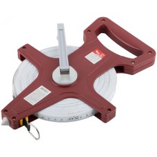 Рулетка землемерная, красный открытый корпус, фибергласовая лента 50 м