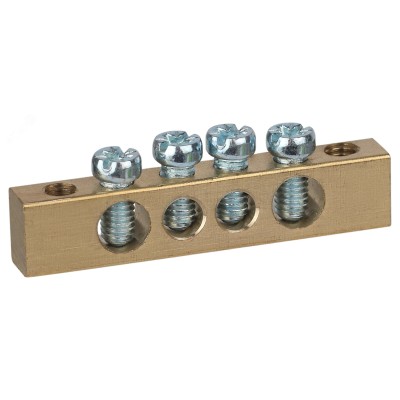 Шина ЭРА NO-122-01 PEN земля-ноль 6х9мм 4/2 латунная с креплениями по краям