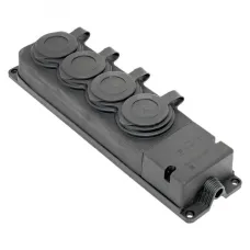 Роз. четырехмест. с защит. крышками каучуковая 230В 2P+PE 16A IP44 DIY
