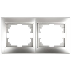 Рамка для розеток и выключателей Intro Plano 1-502-03 на 2 поста горизонтальная, СУ, алюминий