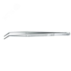 Пинцет захватный прецизионный с направляющим штифтом тонкие зазубренные губки под 45 град.L-155 мм пружинная сталь хромированный