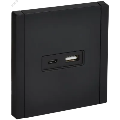 FORTE&PIANO Розетка USB A+C 3,1А FP150M металл черный IEK