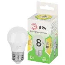 Лампа светодиодная ЭРА GREEN LINE LED P45-8W-830-E27 GL E27 8 Вт шар теплый свет
