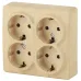 11-2211-11 ЭРА Розетка 4х2P+E Schuko со шторками, 16A-250В, IP20, ОУ, Эра Эксперт, сосна (8/80/1280)