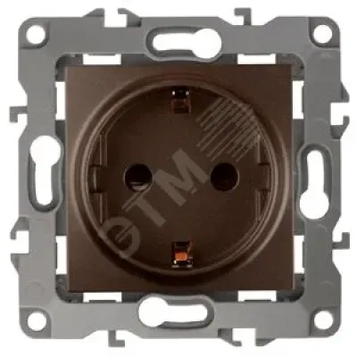 12-2102-13 ЭРА Розетка 2P+E Schuko со шторками, 16A-250В, IP20, Эра12, бронза (10/100/2500)
