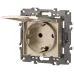 14-2103-04 ЭРА Розетка 2P+E Schuko со шторками с крышкой, 16A-250В, IP20, Эра Elegance, шампань (10/