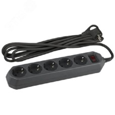 Сетевой фильтр ЭРА  USF-5es-5m-B с базовой защитой с заземлением с выключателем 5 розеток 5м 10А черный
