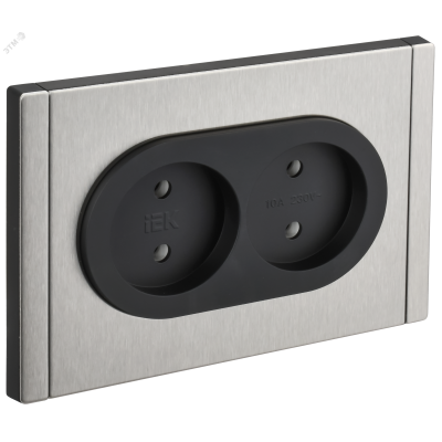 FORTE&PIANO Розетка 2-местная без заземления без защитных шторок безвинтовое крепление 10А FP726M металл никель IEK