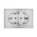 Эпика Механизм розетки двойной 16А с заземлением без шторок с рамкой алюминий EKF