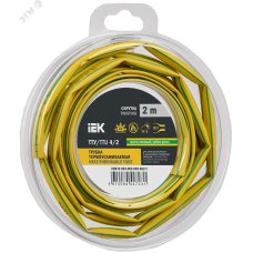 Трубка термоусадочная ТТУ нг-LS 4/2 желто-зеленая (2м/упак) IEK